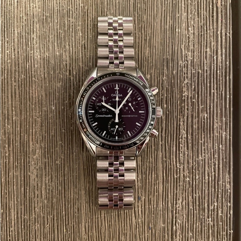 Omega Moonswatch Mod Modded Omega Speedmaster Watch Stainless Steel Metal Case